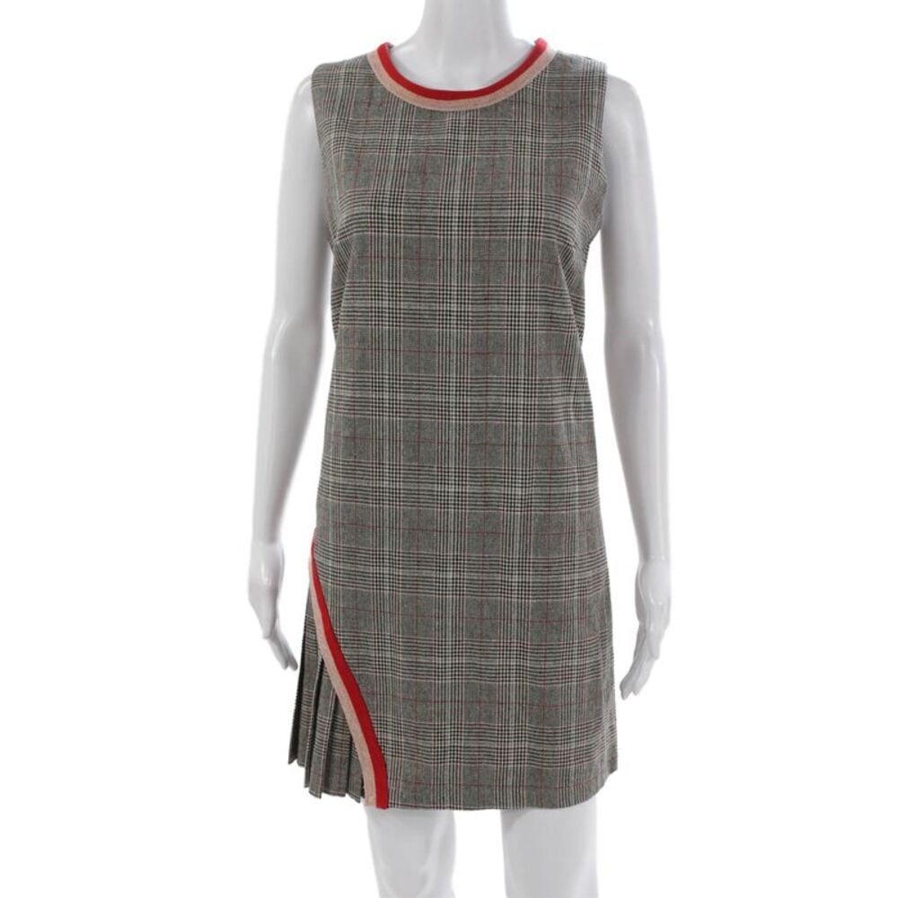Lea & Viola Womens Shift Dress Gray Plaid Cotton Sleeveless Short Size M